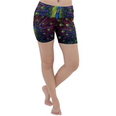 Beautiful Peacock Feather Lightweight Velour Yoga Shorts by Jancukart