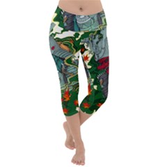 Armor Japan Maple Leaves Samurai Lightweight Velour Capri Yoga Leggings by Amaryn4rt