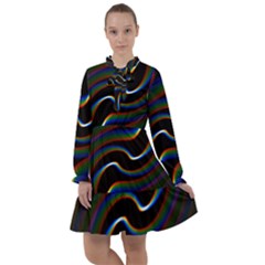 Rainbow Waves Art Iridescent All Frills Chiffon Dress by Amaryn4rt