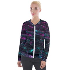 Space Futuristic Shiny Abstraction Velvet Zip Up Jacket by Amaryn4rt