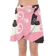 Cat Pattern Backgroundpet Wrap Front Skirt by Amaryn4rt