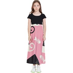 Cat Pattern Backgroundpet Kids  Flared Maxi Skirt by Amaryn4rt