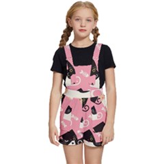 Cat Pattern Backgroundpet Kids  Short Overalls by Amaryn4rt