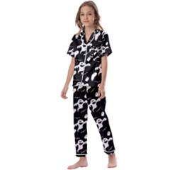 Halloween Background Ghost Pattern Kids  Satin Short Sleeve Pajamas Set by Amaryn4rt