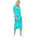 Flower Texture Textile Bow Sleeve Chiffon Midi Dress View3