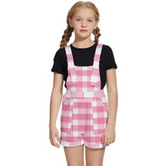 Pink And White Plaids Kids  Short Overalls by ConteMonfrey