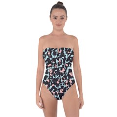 Blue And Pink Jaguar Dots Leopard Black And White Leopard Print Jaguar Dots Tie Back One Piece Swimsuit by ConteMonfrey