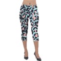 Blue And Pink Jaguar Dots Leopard Black And White Leopard Print Jaguar Dots Lightweight Velour Capri Leggings  View1