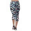 Blue And Pink Jaguar Dots Leopard Black And White Leopard Print Jaguar Dots Lightweight Velour Capri Leggings  View2