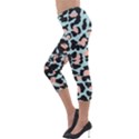 Blue And Pink Jaguar Dots Leopard Black And White Leopard Print Jaguar Dots Lightweight Velour Capri Leggings  View3