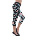 Blue And Pink Jaguar Dots Leopard Black And White Leopard Print Jaguar Dots Lightweight Velour Capri Leggings  View4