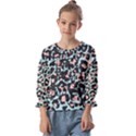 Blue And Pink Jaguar Dots Leopard Black And White Leopard Print Jaguar Dots Kids  Cuff Sleeve Top View1