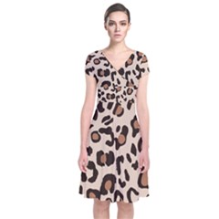 Leopard Jaguar Dots Short Sleeve Front Wrap Dress by ConteMonfrey