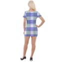 Blue and green plaids Short Sleeve Asymmetric Mini Dress View2