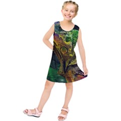 Chameleon Reptile Lizard Animal Kids  Tunic Dress by Wegoenart