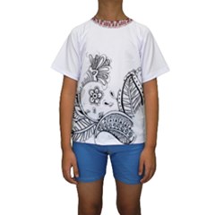 Im Fourth Dimension Black White 28 Kids  Short Sleeve Swimwear by imanmulyana