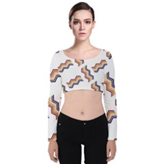 Illustration Abstract-art Diagonal Stripe Stripes Velvet Long Sleeve Crop Top by Wegoenart