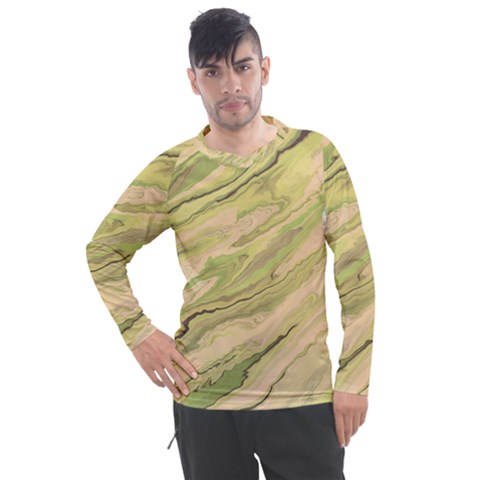 Green Pattern Texture Marble Men s Pique Long Sleeve Tee by Wegoenart