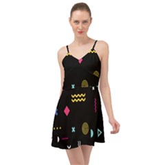 Illustration Geometric Art Colorful Shapes Summer Time Chiffon Dress by Wegoenart