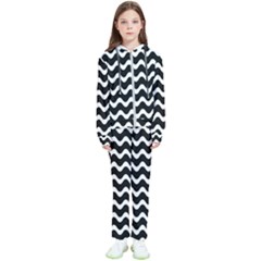 Illustration Black White Wave Pattern Wavy Halftone Kids  Tracksuit by Wegoenart