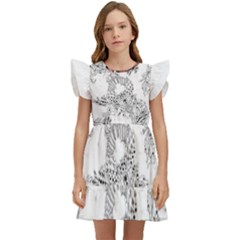 Im Fourth Dimension Black White 34 Kids  Winged Sleeve Dress by imanmulyana