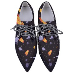 Cosmos Rocket Spaceships Ufo Pointed Oxford Shoes by Wegoenart