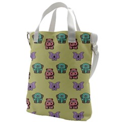 Illustration Animals Pastel Children Colorful Canvas Messenger Bag by Wegoenart