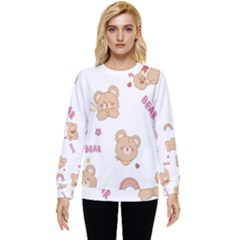 Illustrations Bear Cartoon Background Pattern Hidden Pocket Sweatshirt by Sudhe