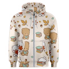 Illustration Bear Cartoon Background Pattern Men s Zipper Hoodie by Sudhe