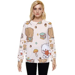 Illustration Bear Cartoon Background Pattern Hidden Pocket Sweatshirt by Sudhe