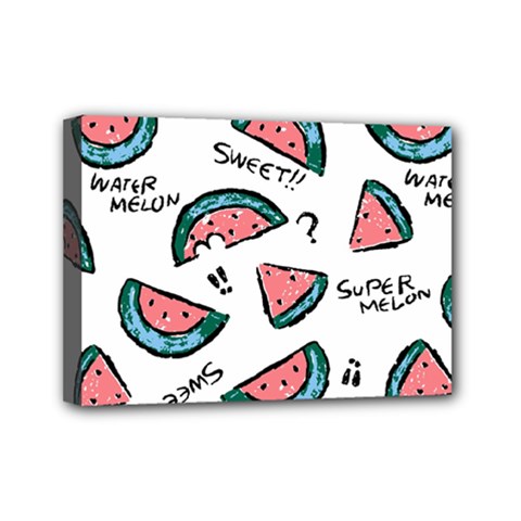 Illustration Watermelon Fruit Sweet Slicee Mini Canvas 7  X 5  (stretched) by Sudhe