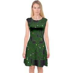 Board Conductors Circuits Capsleeve Midi Dress by Jancukart