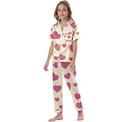 Valentine Flat Love Hearts Design Romantic Kids  Satin Short Sleeve Pajamas Set by Amaryn4rt