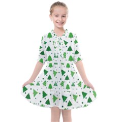 Christmas Trees Pattern Design Pattern Kids  All Frills Chiffon Dress by Amaryn4rt