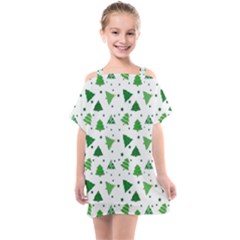 Christmas Trees Pattern Design Pattern Kids  One Piece Chiffon Dress by Amaryn4rt