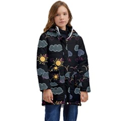 Illustration Cloud Computing Pattern Kid s Hooded Longline Puffer Jacket by Wegoenart