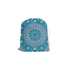 Mandala Blue Drawstring Pouch (small) by zappwaits