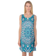 Mandala Blue Sleeveless Satin Nightdress by zappwaits