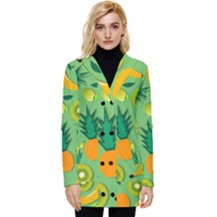 Fruit Tropical Pattern Design Art Button Up Hooded Coat  by danenraven