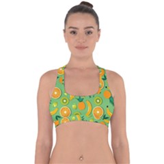 Fruit Tropical Pattern Design Art Cross Back Hipster Bikini Top  by danenraven