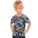 Flower Floral Background Painting Kids  Sports Tee View1