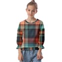 Plaid Tartan Checkered Tablecloth Kids  Cuff Sleeve Top View1