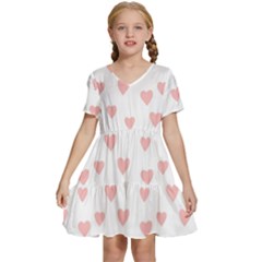 Small Cute Hearts Kids  Short Sleeve Tiered Mini Dress by ConteMonfrey