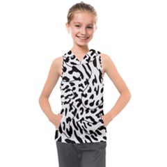 Leopard Print Black And White Kids  Sleeveless Hoodie by ConteMonfrey