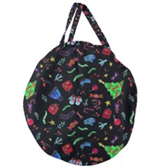 Happy New Year Christmas Xmast Background Giant Round Zipper Tote by danenraven