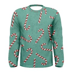 Christmas Candy Cane Background Men s Long Sleeve Tee by danenraven