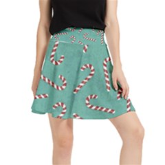 Christmas Candy Cane Background Waistband Skirt by danenraven