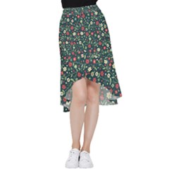 Flowering Branches Seamless Pattern Frill Hi Low Chiffon Skirt by Zezheshop