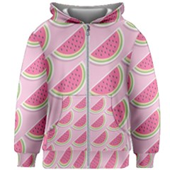 Pink Melon Wayermelon Pattern Food Fruit Melon Kids  Zipper Hoodie Without Drawstring by Ravend