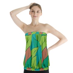 Leaves Pattern Autumn Background Strapless Top by Ravend